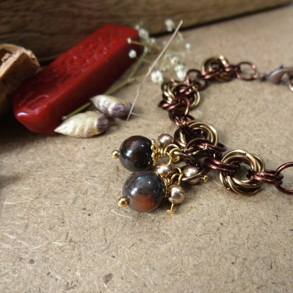 Copper Chainmaille Weave Bracelet - Picture 3 of 6